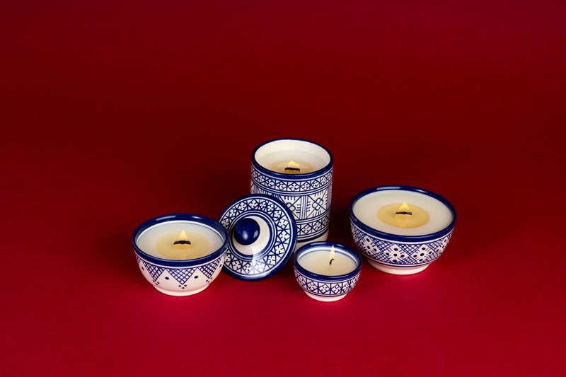 Ceramic Moroccan Candles with wood wick