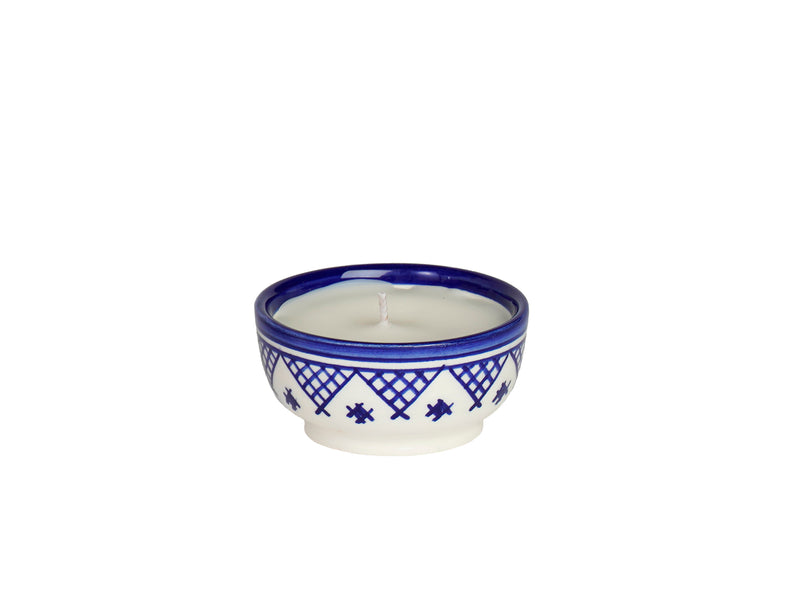 Ceramic Moroccan Candle with wood wick  Eucalyptus Scent