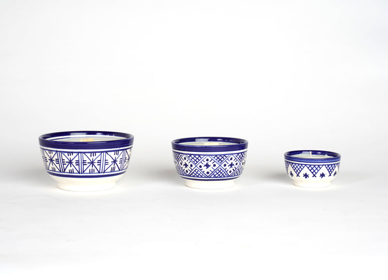 3 Moroccan Ceramic Candles 