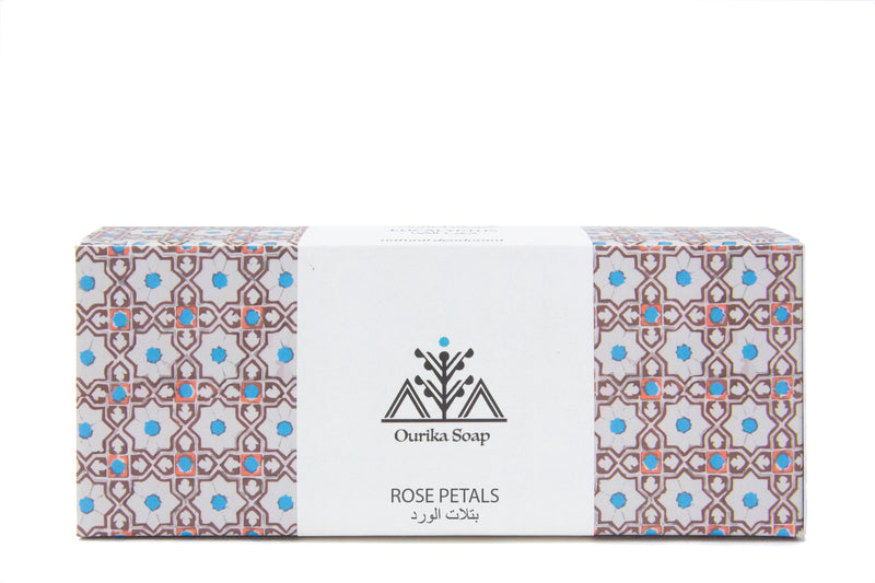 Rose Petals Marrakech Jewel Hanging Soap on a rope . Moroccan  Tile packaging