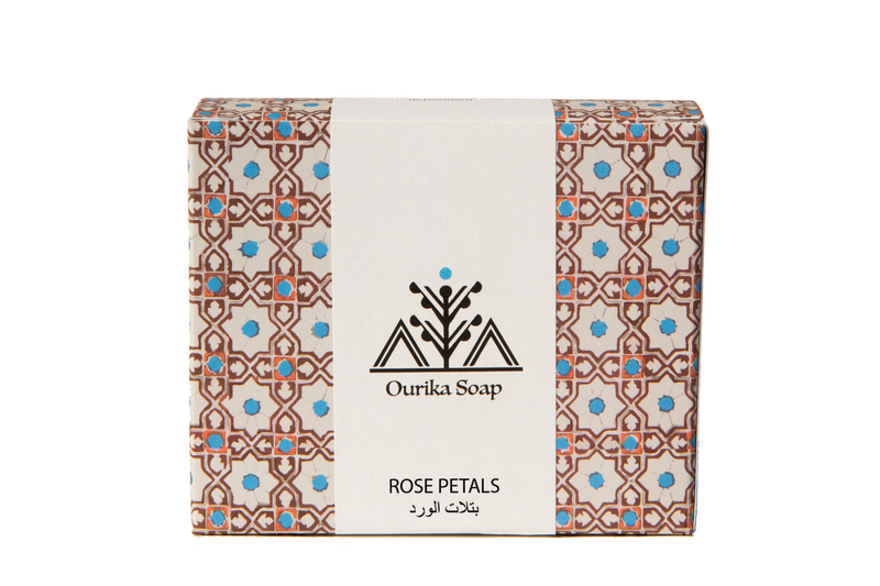 Rose Petals  Casablanca  Natural  Organic Soap Bar in Moroccan Tile Packaging
